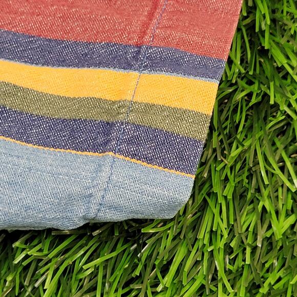 Vintage MOD Striped Denim Button Shirt Medium 22x29 Baggy Vertical-Stripes - Picture 12 of 13